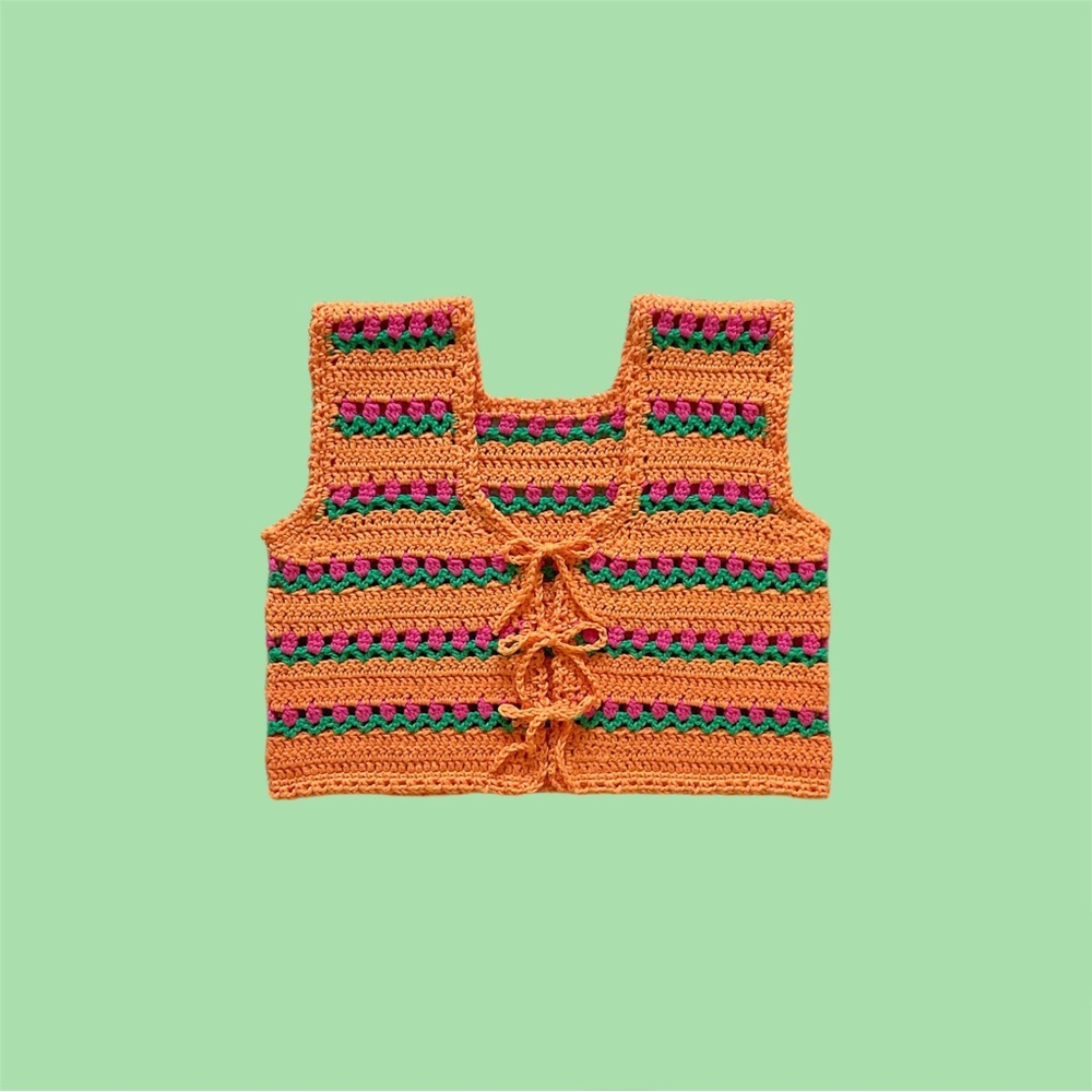 Handmade crochet floral cropped vest